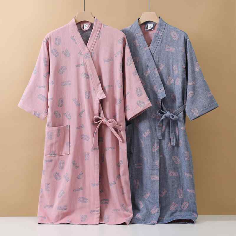 バスローブ レディース メンズ おしゃれ 快適 綿 ガーゼ 吸水 大きいサイズ 夏 洗える デイリー 部屋着 柔らかい ゆったり ベルト