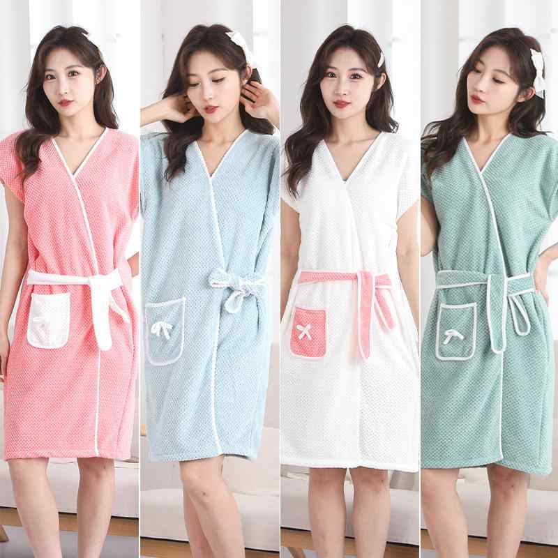 バスローブ レディース おしゃれ 快適 長袖 吸水 速乾 フード 可愛い 大きいサイズ 家庭用 学生 入お風呂あがり プール タオル地