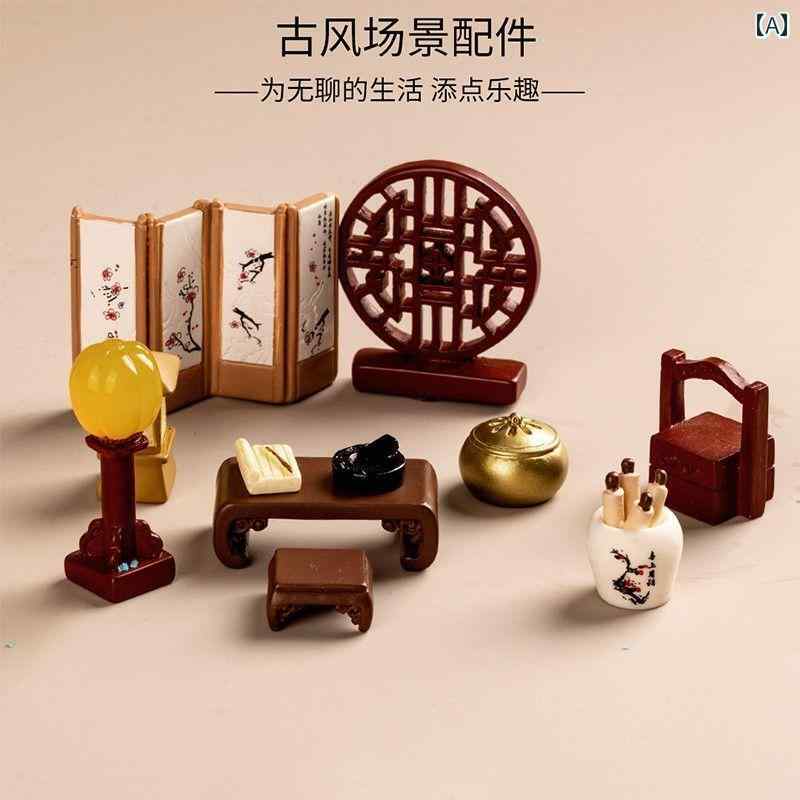 屏風 インテリア チャイナ レトロ 置物 中国 書斎 スクリーン 硯 テーブル ミニチュア 装飾 コレクショ..