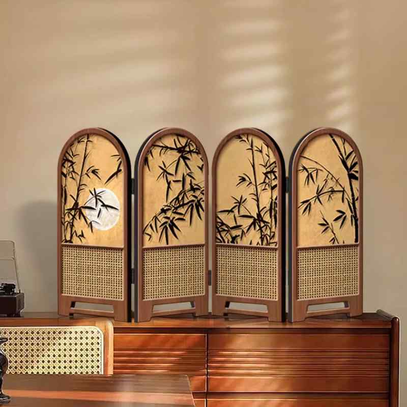 屏風 インテリア チャイナ レトロ 置物 小さめ スクリーン 折りたたみ 精巧 風景 蝶 竹 花 装飾 卓上 ..