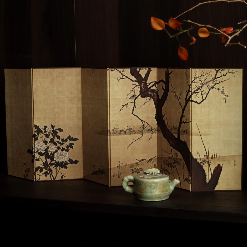 インテリア 置物 小さい 屏風 両面 卓上 厚紙 パーテーション デコレーション 装飾品 中国風 竹柄 風景..