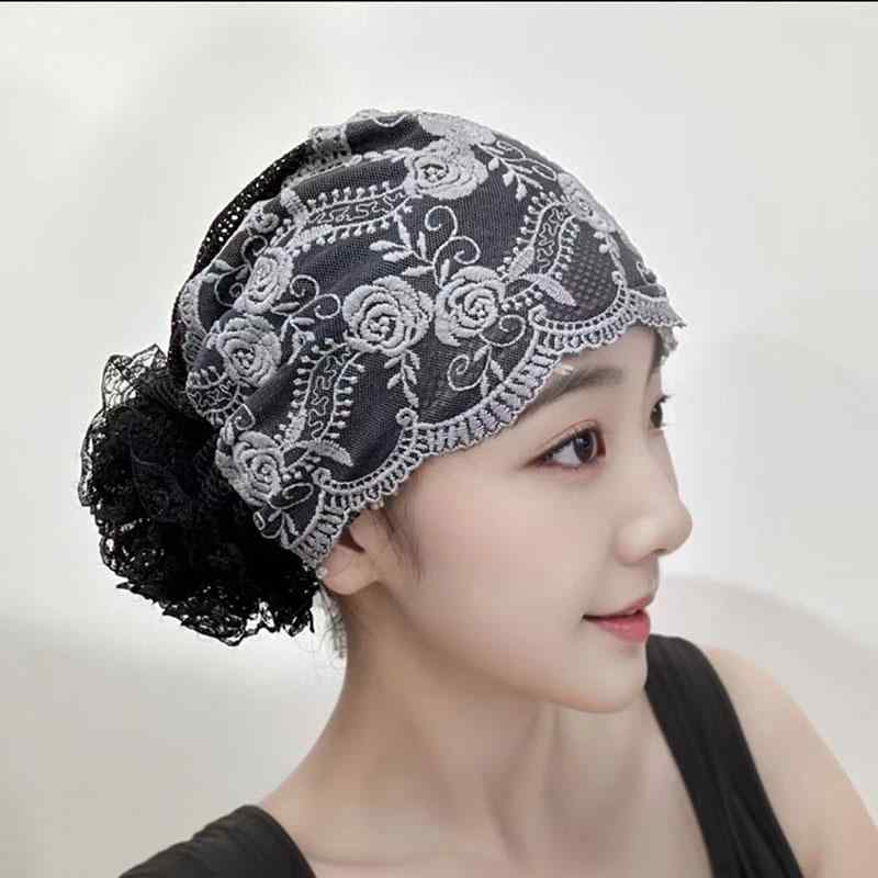帽子 レディース おしゃれ 刺繍 花柄 黒 民族風 ターバン風 オールシーズン 白髪隠し ヘアアクセサリー