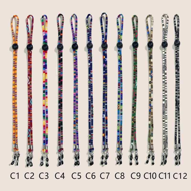 メガネチェーン ボヘミアン カラフル 民族風 近視 サングラス メガネストラップ 落下防止 ずれ防止 調節 布製