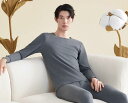 肌着 メンズ レディース 綿 秋 インナー 長袖 ラウンドネック ズボン下 ロング 薄手 暖かい 防ダニ 無地 大きい グレー 紺 黒