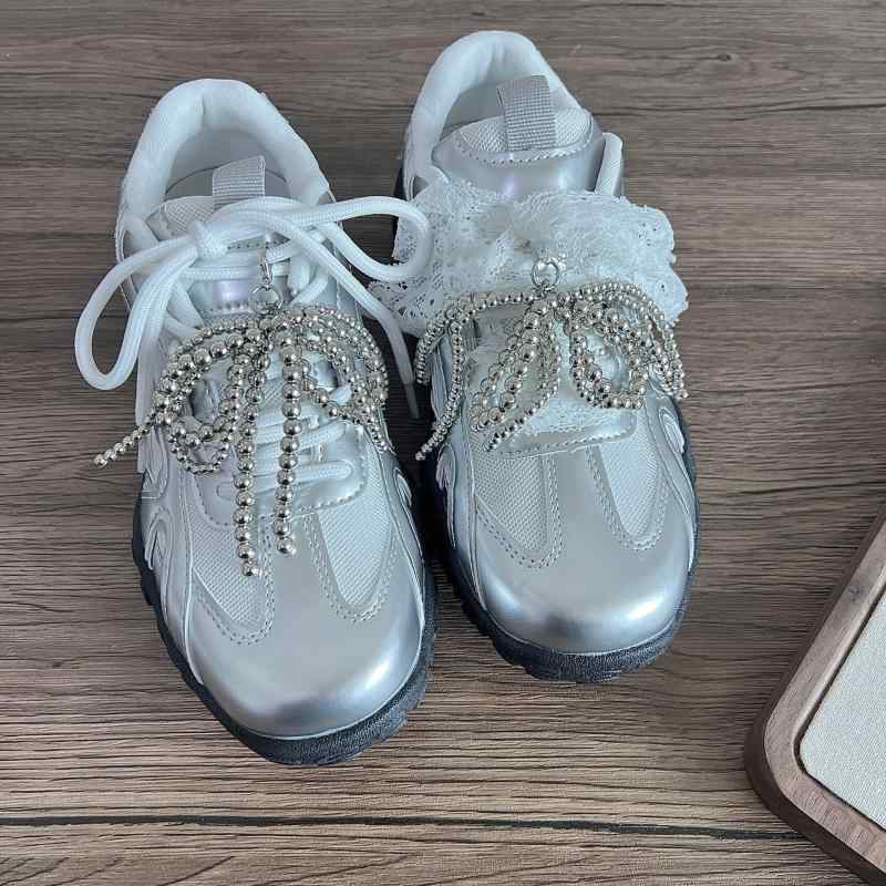 靴紐飾り レディース ビーズ リボン チャーム タッセル アクセサリー スニーカー デコレーション 靴花 ..