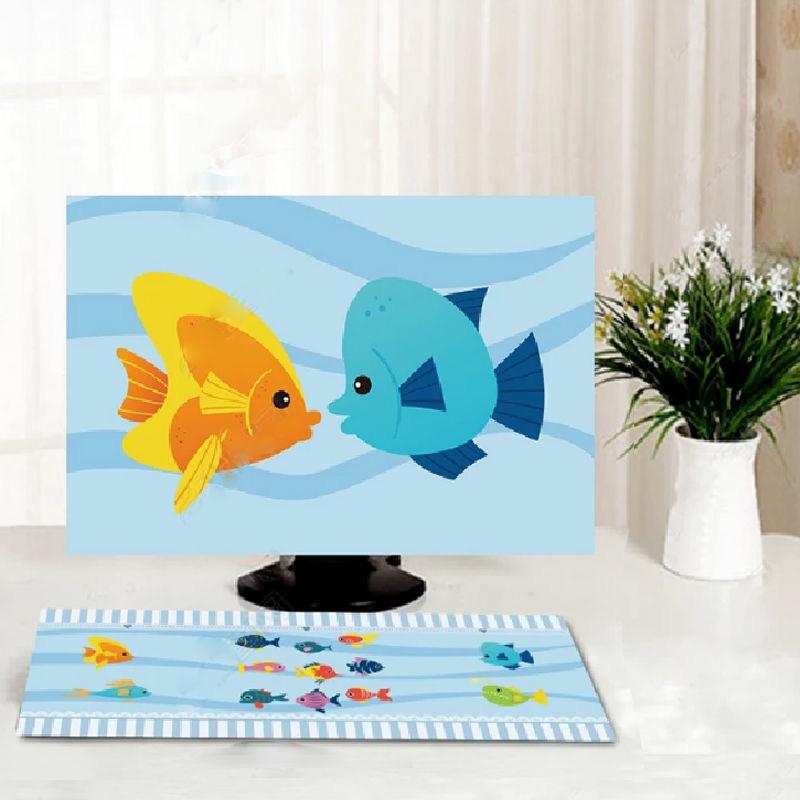 パソコンカバー デスクトップ 防塵 可愛い 魚柄 モニターカバー キーボードカバー シンプル おしゃれ