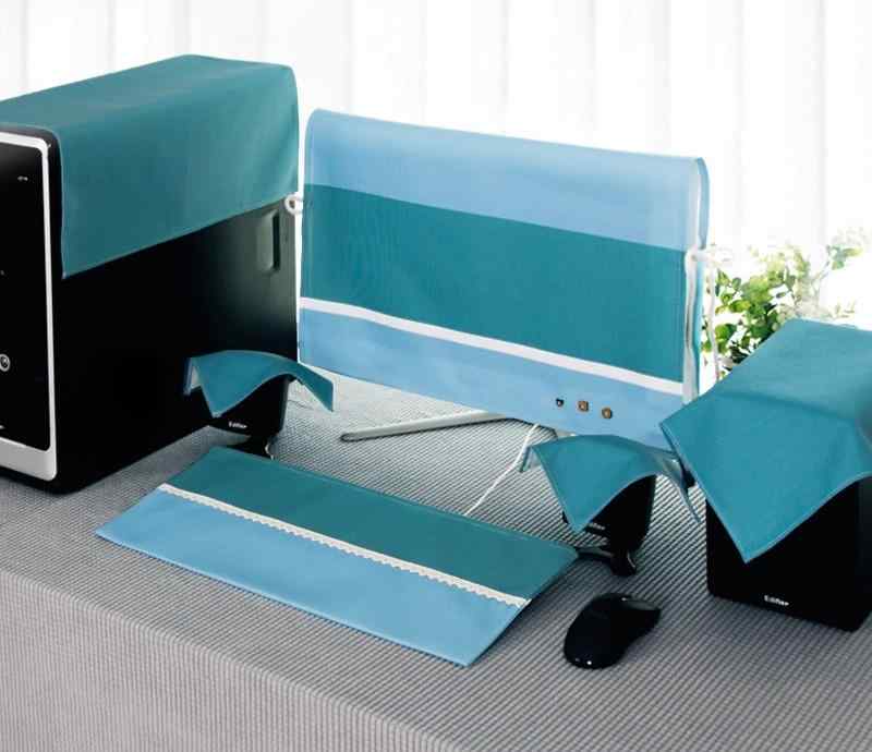 パソコンカバー 麻 デスクトップ 一体型 液晶ディスプレイ 本体 マウス 防塵 キーボードカバー セット ..