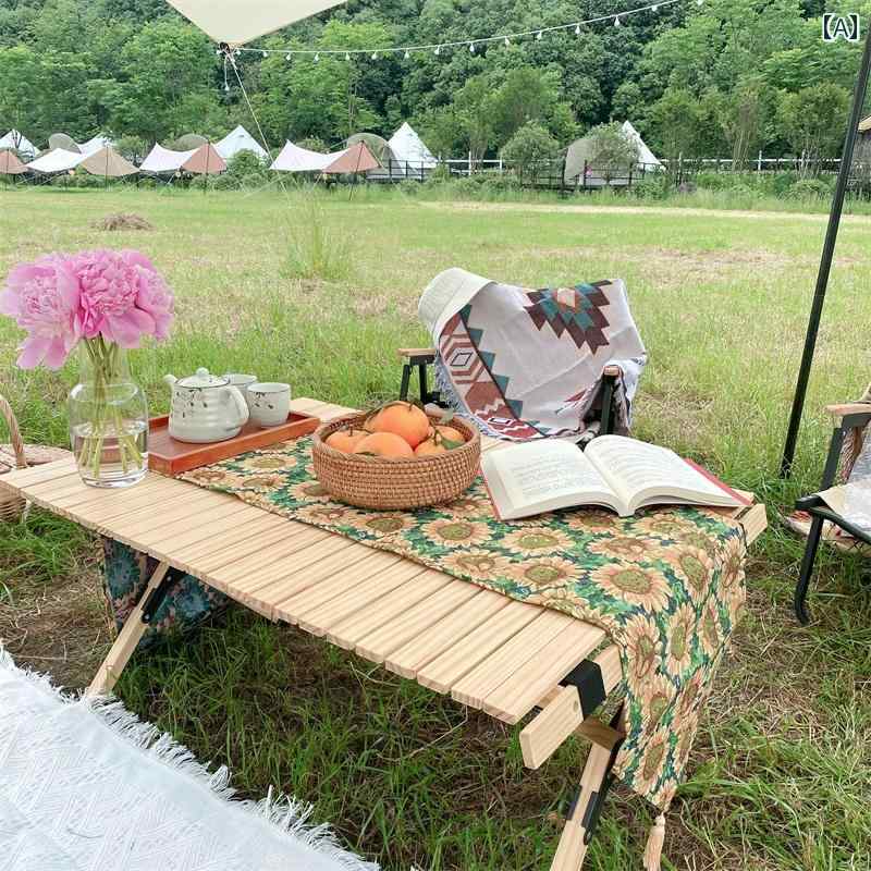 テーブルランナー おしゃれ ランチョンマット 布 タッセル アウトドア キャンプ ピクニック 装飾 パーティー アメリカン カントリー ひまわり