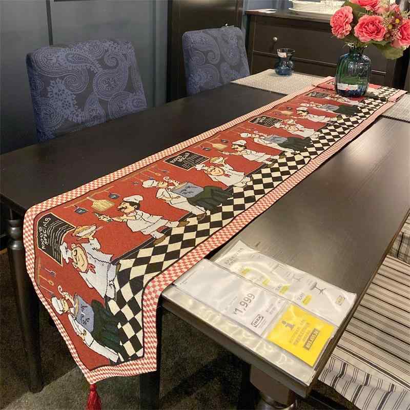 テーブルランナー おしゃれ ランチョンマット タッセル ロング インテリア ダイニング 装飾 クリスマス パーティー アメリカン カントリー シェフ サンタクロース