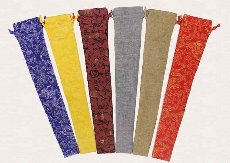 扇子袋 女性 男性 布 柔らかい チャイナ風 刺繍 収納 漢服 持ち運び 保護 カバー バッグ 織り 綿 ギフト 巾着 ドラゴン シンプル 無地 レトロ 青 赤 黄色