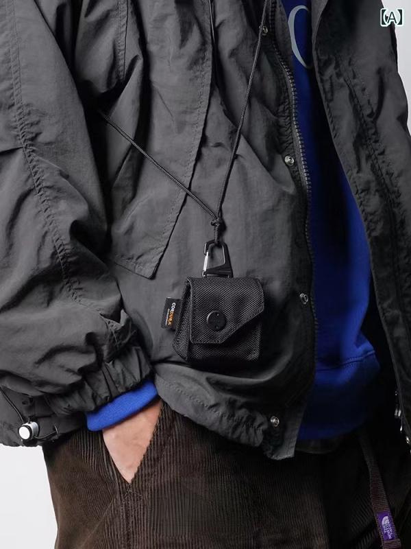 ミニバッグ メンズ おしゃれ ブラック キーケース ネックストラップ コンパクト エアポッズ収納 シンプル 小物入れ