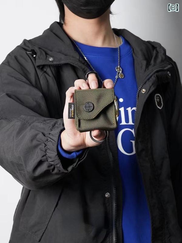 ミニバッグ メンズ おしゃれ ブラック キーケース ネックストラップ コンパクト エアポッズ収納 シンプル 小物入れ