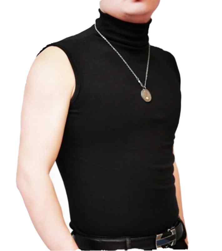 タンクトップ メンズ おしゃれ 深グレー ノースリーブ モックネック 春夏 韓国 カジュアル ストレッチ ..