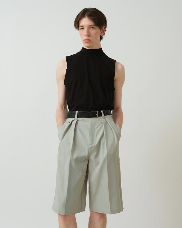 ノースリーブ タンクトップ メンズ おしゃれ 高襟 ピマ 綿 酵素 ウォッシュ加工 無地 シンプル 春夏