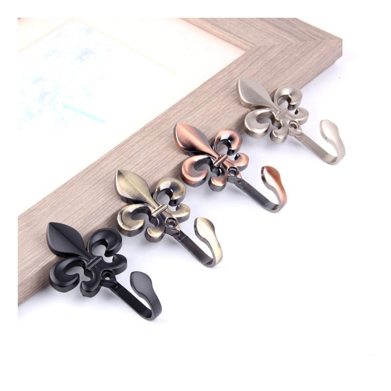 カーテンホルダー おしゃれ インテリア 壁掛けフック アルミ合金 黒 欧風 紐 衣類 壁 アクセサリー 収納