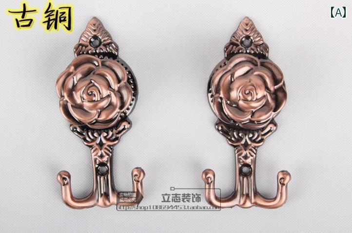 カーテンホルダー おしゃれ インテリア 壁フック ローズ 壁掛け タッセル フック ばら アンティーク風 モダン 壁用 フック 収納 小物 掛け シンプル