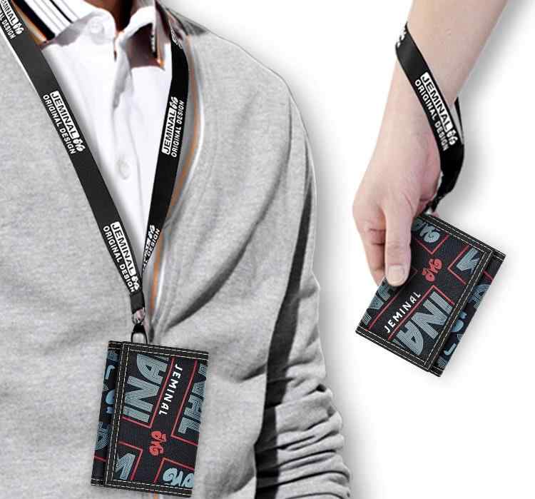 ネックウォレット 財布 メンズ 子供 男の子 三つ折り 短財布 キャンバス 折りたたみ カードケース コインケース チェーン 首掛け 学生 シンプル 多機能