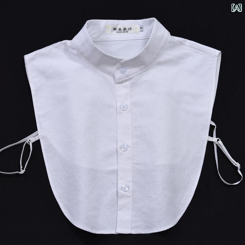 シャツ メンズ レディース おしゃれ 秋冬 スタンドカラー フェイクカラー 偽襟 職業用 スタンドカラー 黒 白 綿