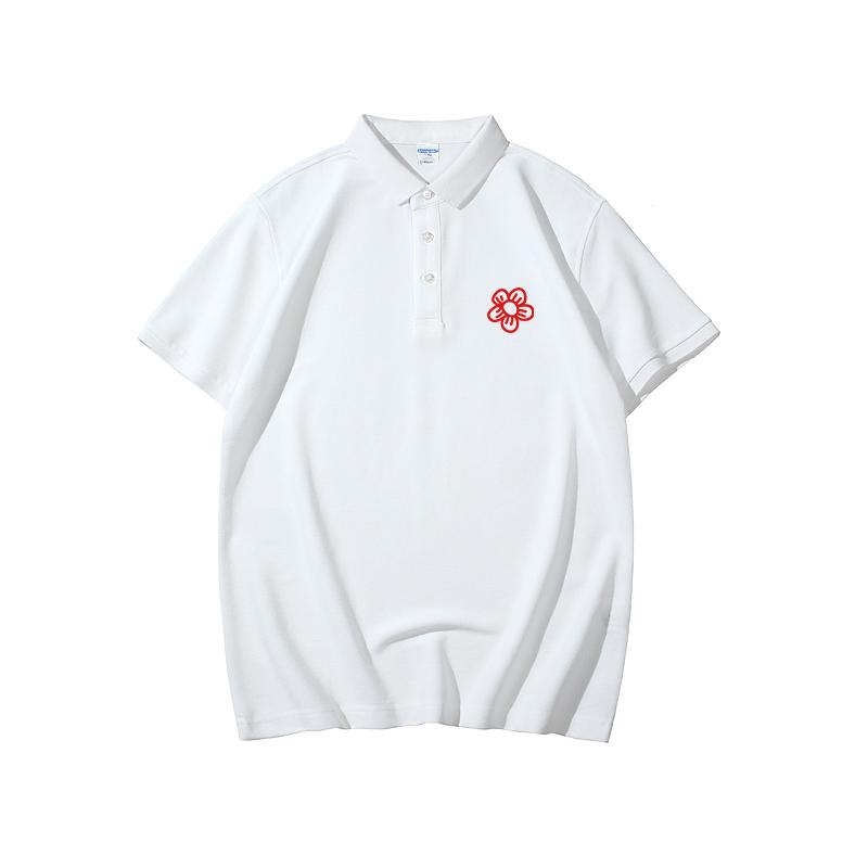 ポロシャツ レディース 白 半袖 小花 夏 おしゃれ フラワー 襟付 カジュアル 韓国 学院風 シンプル トップス