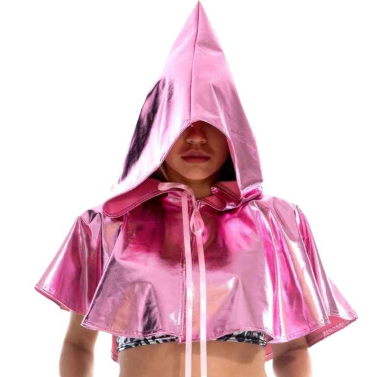 ケープ フード レディース おしゃれ パーティー イベント ステージ 黒 金 銀 赤 派手 クール ショート丈 コスプレ ハロウィン