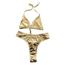 ビキニ レディース おしゃれ エナメル 調 ぴったり フィット ホットスタンプ タンクトップ セクシー シルバー ブラトップ