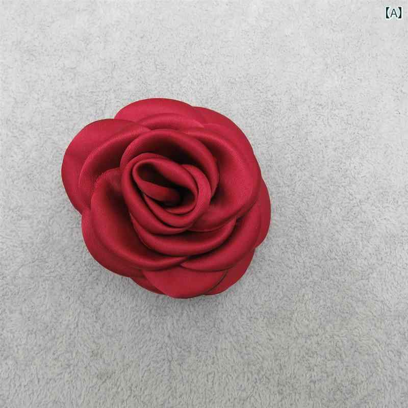 コサージュ バラ 立体的 サテン 花 レディース アクセサリー 普段使い フォーマル パーティー カジュアル 赤 黒 ピン クリップ