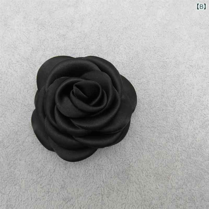 コサージュ バラ 立体的 サテン 花 レディース アクセサリー 普段使い フォーマル パーティー カジュアル 赤 黒 ピン クリップ