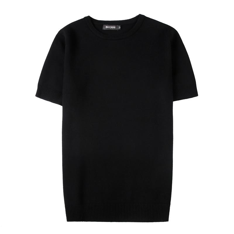 Plain - 半袖ニット メンズ おしゃれ 無地 クルーネック インナー シンプル タイト 春秋 ベーシック Tシャツ風 ニットトップス