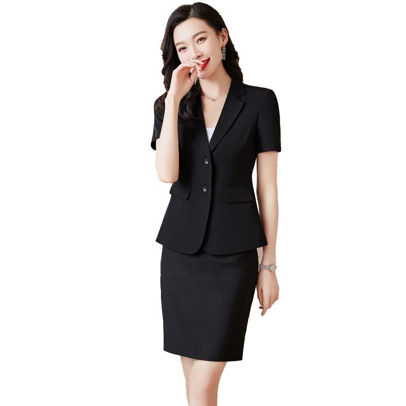 セットアップ レディース おしゃれ ブラック 半袖 夏 薄手 ジャケット スーツ スカート フォーマル オフィス 通勤 シンプル ビジネス きれいめ