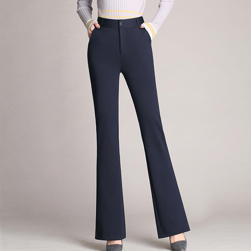 乐天商城 - フレアパンツ レディース きれいめ オフィス おしゃれ 春秋 ハイウエスト 美脚 ストレッチ スーツ ビッグシルエット 小さいサイズ カジュアル
