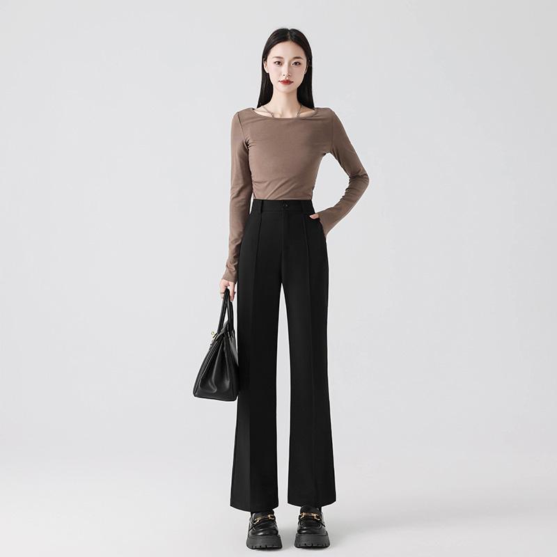 Rakuten - パンツ レディース きれいめ オフィス おしゃれ 微フレア ハイウエスト ストレート 美脚 脚長効果 落ち感 スリム 面接 フォーマル