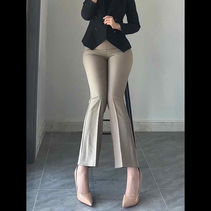パンツ レディース きれいめ オフィス おしゃれ ベージュ 通勤 シンプル ハイウエスト ストレッチ フレア 秋冬 スリム