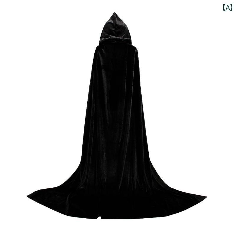 マント レディース ブラック ベルベット風 魔女 吸血鬼 仮装衣装 フード 大人 女の子 ハロウィン コスプレ パーティー 演劇用 2