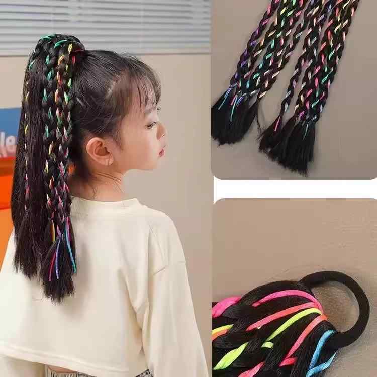 エクステ ゴム ロング おしゃれ コスプレ 子供 ウィッグ 編み込み カラフル ツイスト ボクシング ダン..