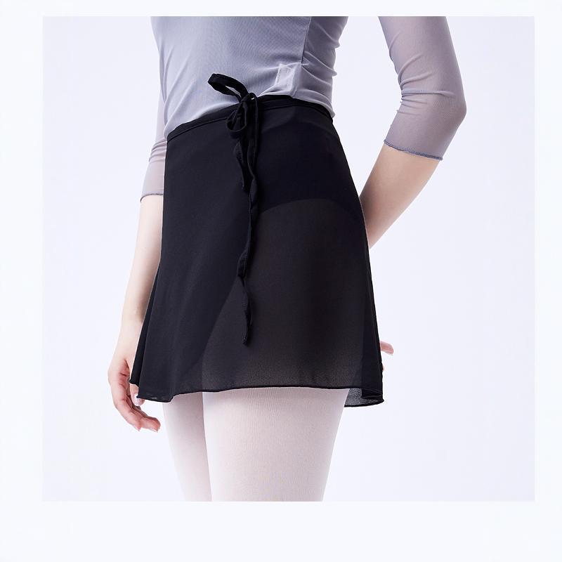 バレエ レディース おしゃれ スカート シフォン 一片ひも 包みヒップ 短め丈 レッスン 練習用 半スカート 皮帘 ラップスカート