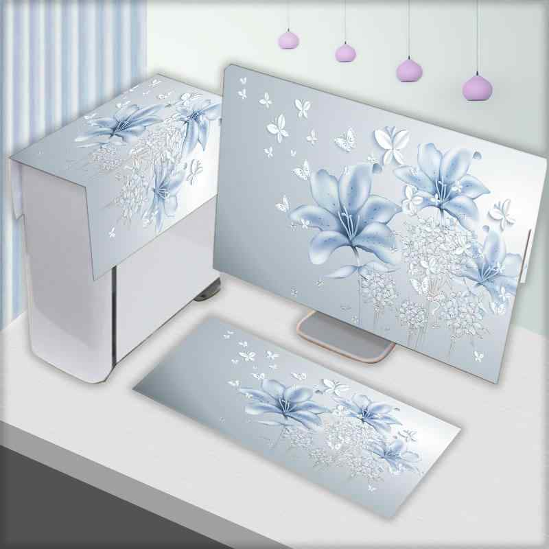 パソコン 防塵カバー おしゃれ 厚手 布製 花柄 プリント キーボードカバー おしゃれ 主機カバー おしゃ..