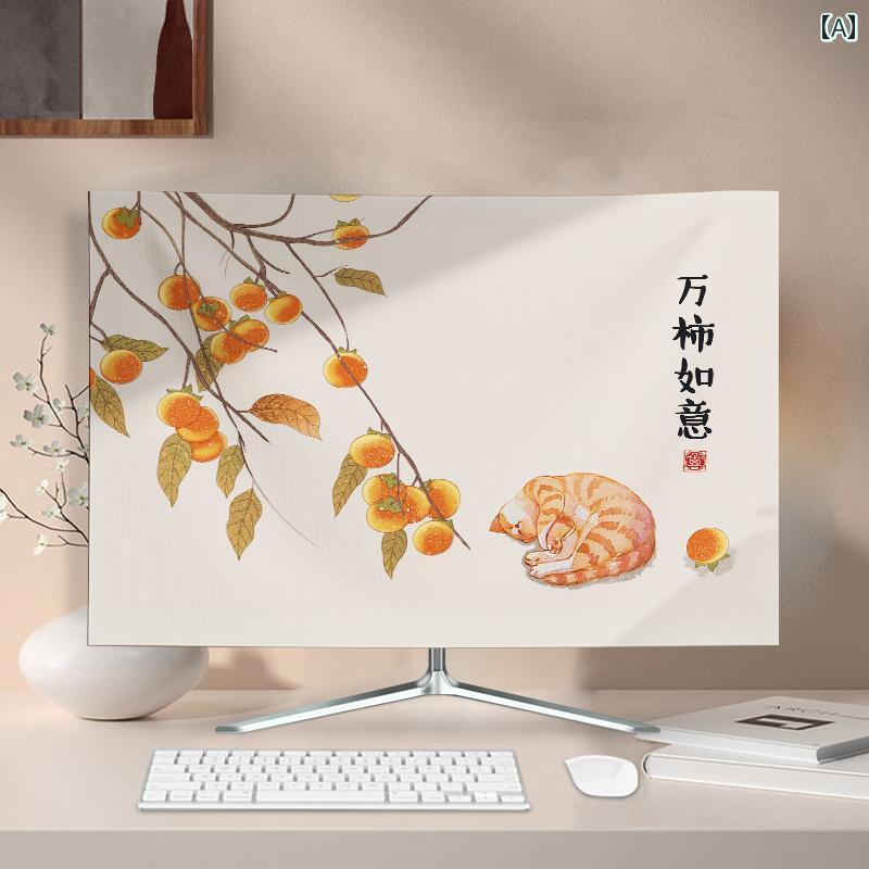 パソコン 防塵カバー おしゃれ 中国風 デスクトップ モニターカバー おしゃれ 布製 カスタマイズ ほこ..