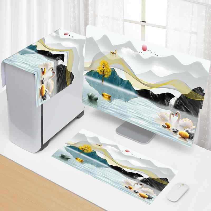 パソコン デスクトップ 中国風 防塵カバー おしゃれ モニター 本体 全面保護 キーボードカバー おしゃれ 家庭用