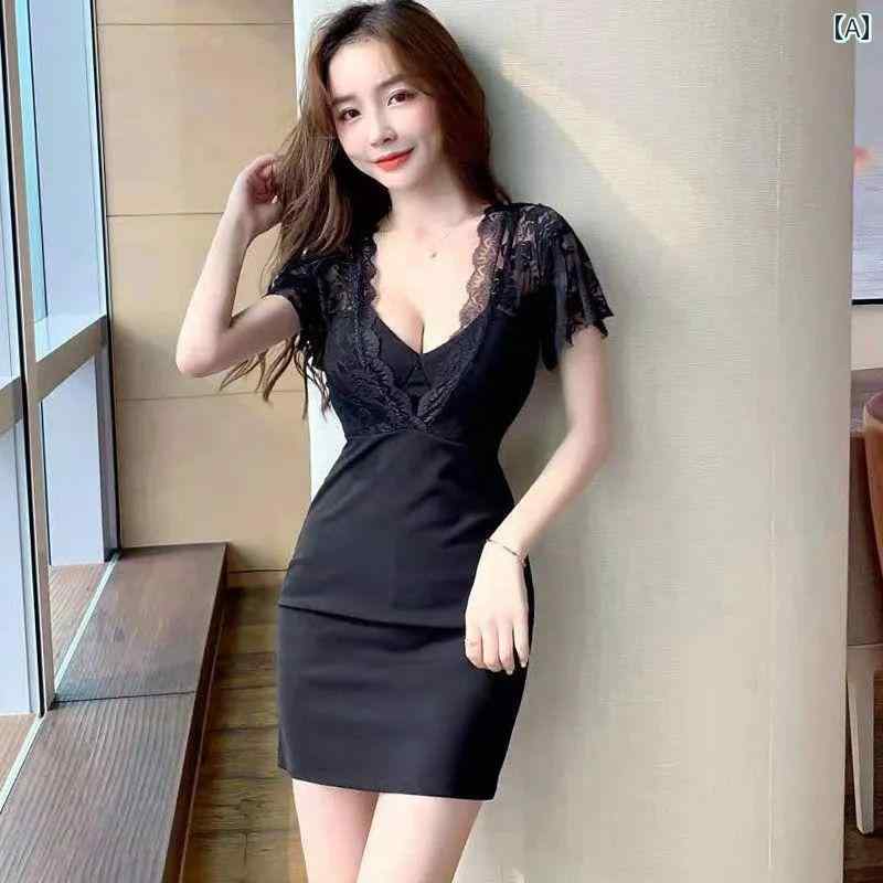 キャバ ワンピース レディース おしゃれ キャバクラ Vネック Aライン セクシー ミニ ショート丈 体型カバー ナイト ラウンジ バー 夜職 フォーマル 仕事 上品 エレガント
