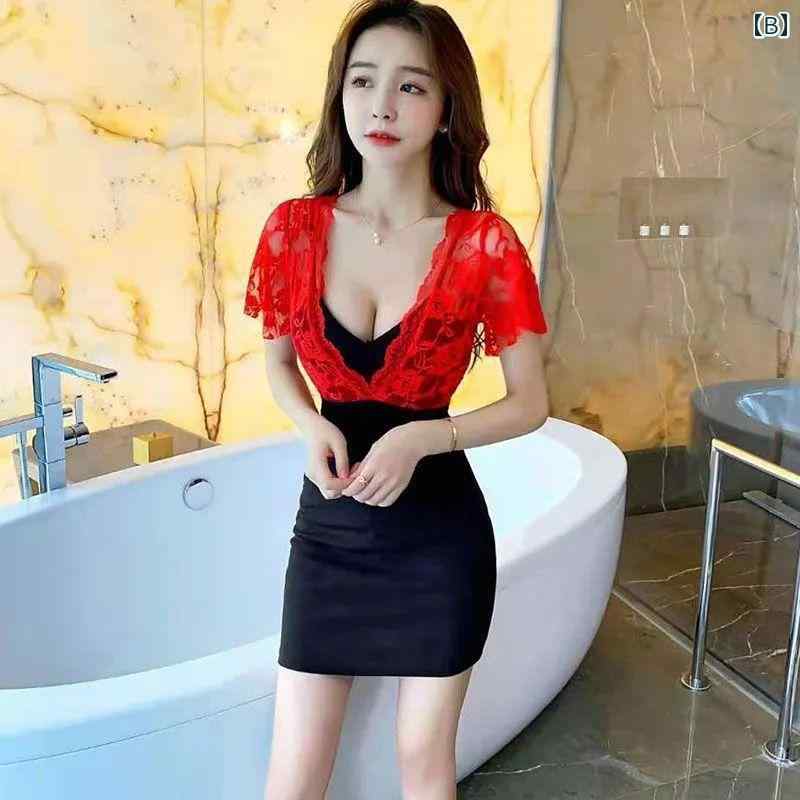 キャバ ワンピース レディース おしゃれ キャバクラ Vネック Aライン セクシー ミニ ショート丈 体型カバー ナイト ラウンジ バー 夜職 フォーマル 仕事 上品 エレガント