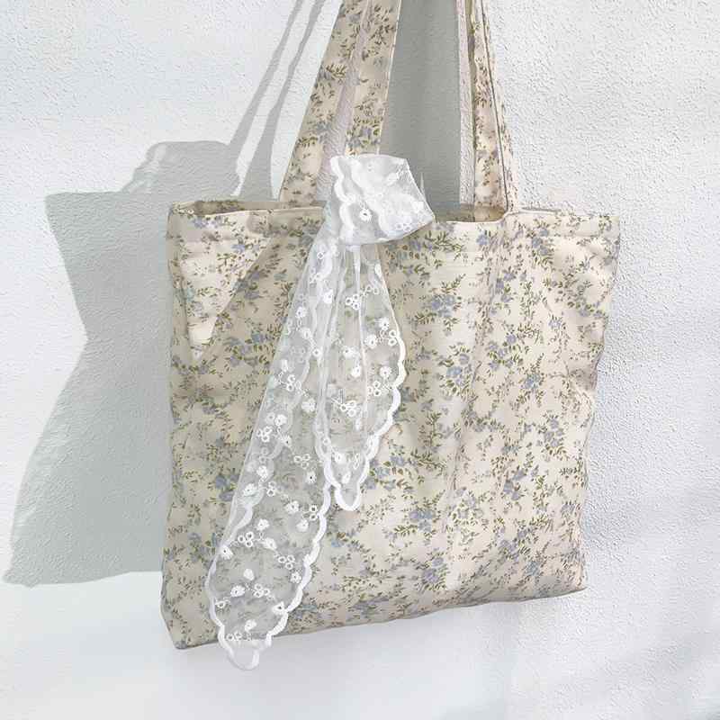 ショルダーバック レディース 鞄 トート レースリボン 内ポケット ファスナー 大容量 A4 キャンバス 普..