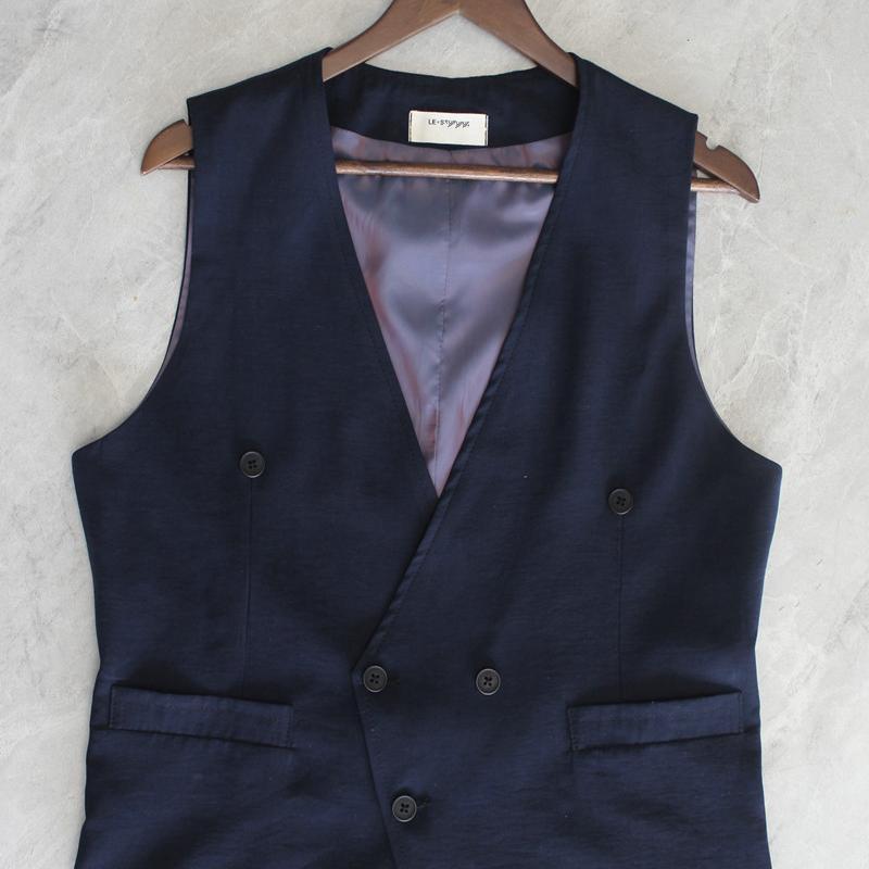 ベスト メンズ おしゃれ 春秋 ヴィンテージ風 ダブルブレスト スリム スーツベスト カジュアル シンプル スタイリッシュ 着回し