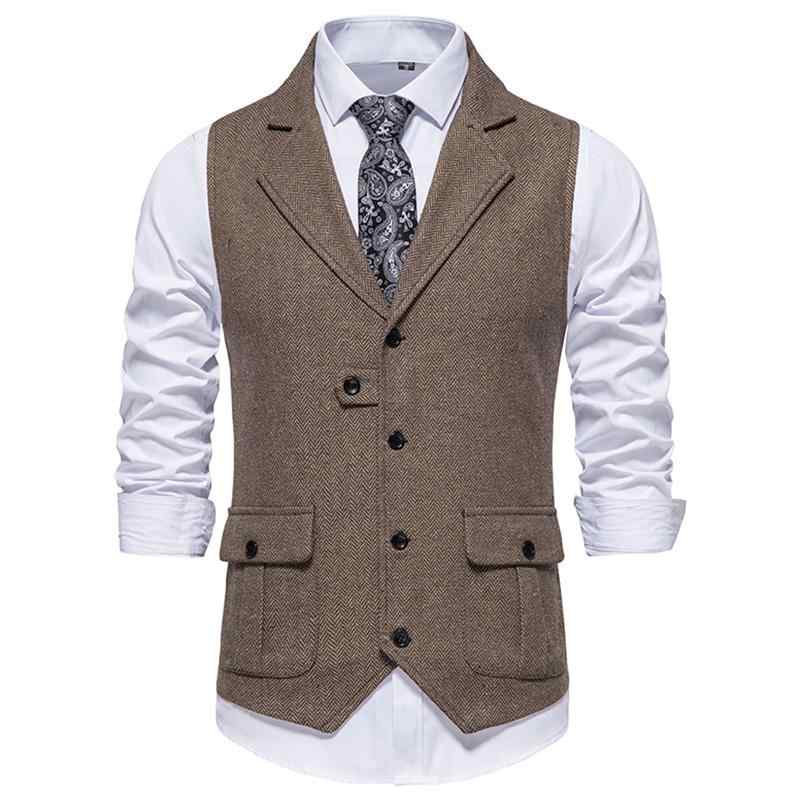 ベスト メンズ おしゃれ 大きいサイズ ゆったり 秋冬 ノッチドラペル ノースリーブ レトロ