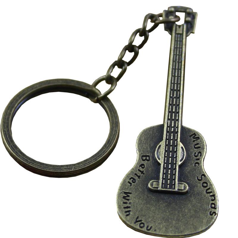 ギター キーホルダー ヴィンテージ風 小さい 楽器 吊り下げ アクセサリー 鍵 バッグ チャーム 音符 ピアノ 合金 おしゃれ シンプル フォーク ギフト