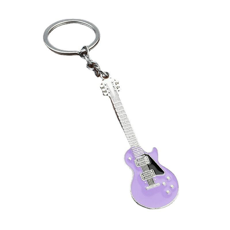 ギター キーホルダー 小さい 楽器 メタル 吊り下げ アクセサリー バッグ 鍵 チャーム おしゃれ シンプル 音楽 部活 バンド ギフト 白 緑 青