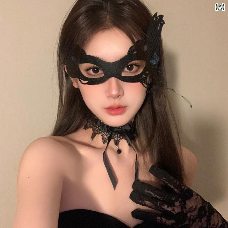 ベネチアン マスカレード マスク 仮面 ハロウィン コスプレ アイ 舞踏会 パーティー イベント 変装 小物 写真撮影 グッズ レディース ブラック