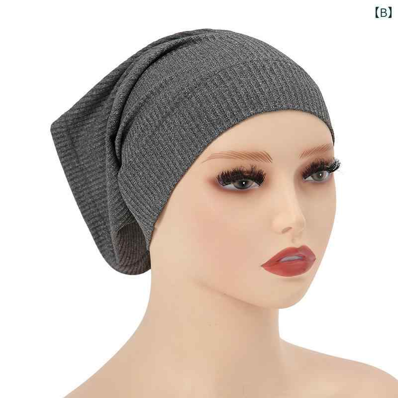 インナーヒジャブ 帽子 レディース おしゃれ 無地 リブ シンプル ストライプ ベーシック マレーシア風 帽子