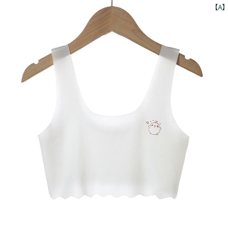 子供 ブラジャー 夏 女の子 小中学生 ジュニアブラ スポーツブラ 下着 インナー ハーフトップ ラインが出ない 薄手 速乾 通気 涼しい ストレッチ シンプル かわいい 白 青 ピンク