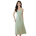 キャミソールワンピース レディース おしゃれ 薄手 シフォン サテン風 夏 Vネック ミディ丈 上品 ビーチ バカンス