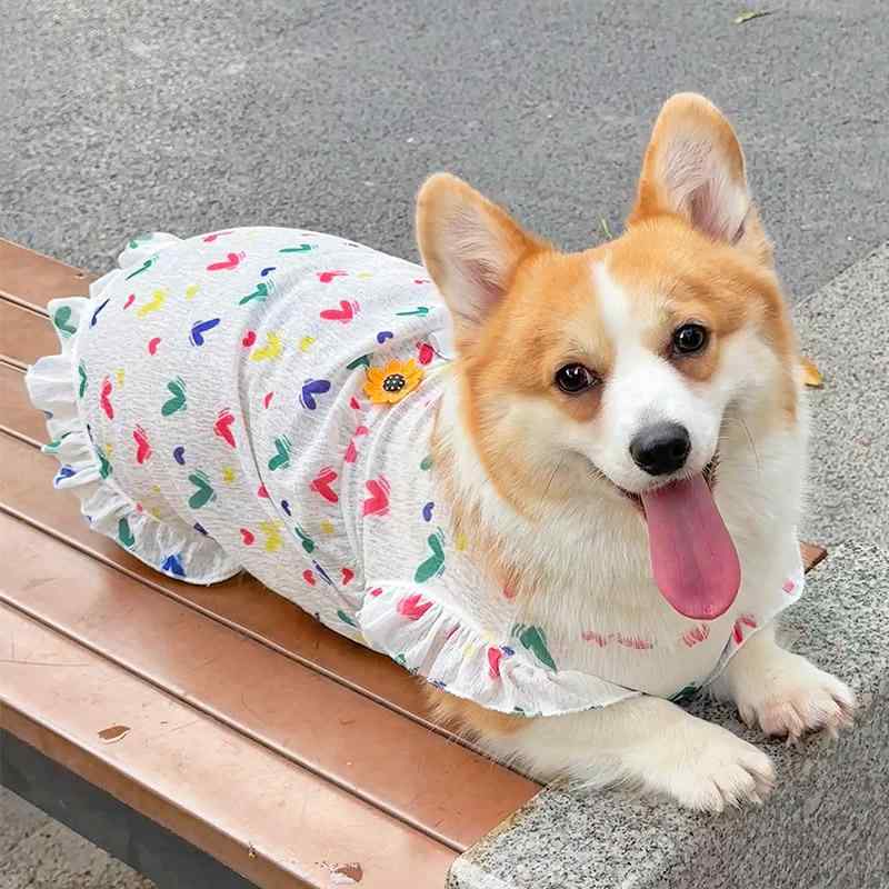 犬 服 女の子 かわいい 柔らかい 夏 ペット 薄手 プリンセス スカート フリル 通気性 コーギー トイプ..